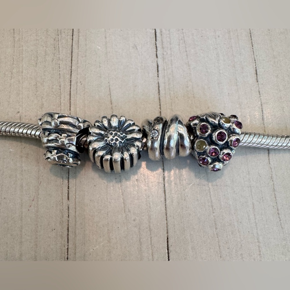 Biagi/Pandora 925 Sterling Silver Snake Bracelet with Vintage Charms - Picture 8 of 15
